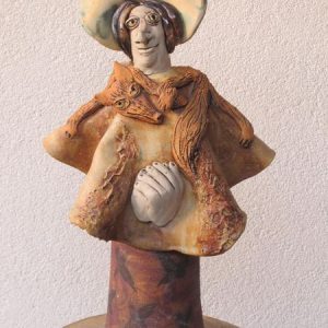 Kerámia figura, rókás hölgy