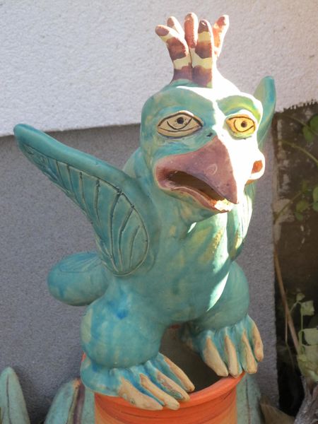 Kerámia madár szobor türkisz színben